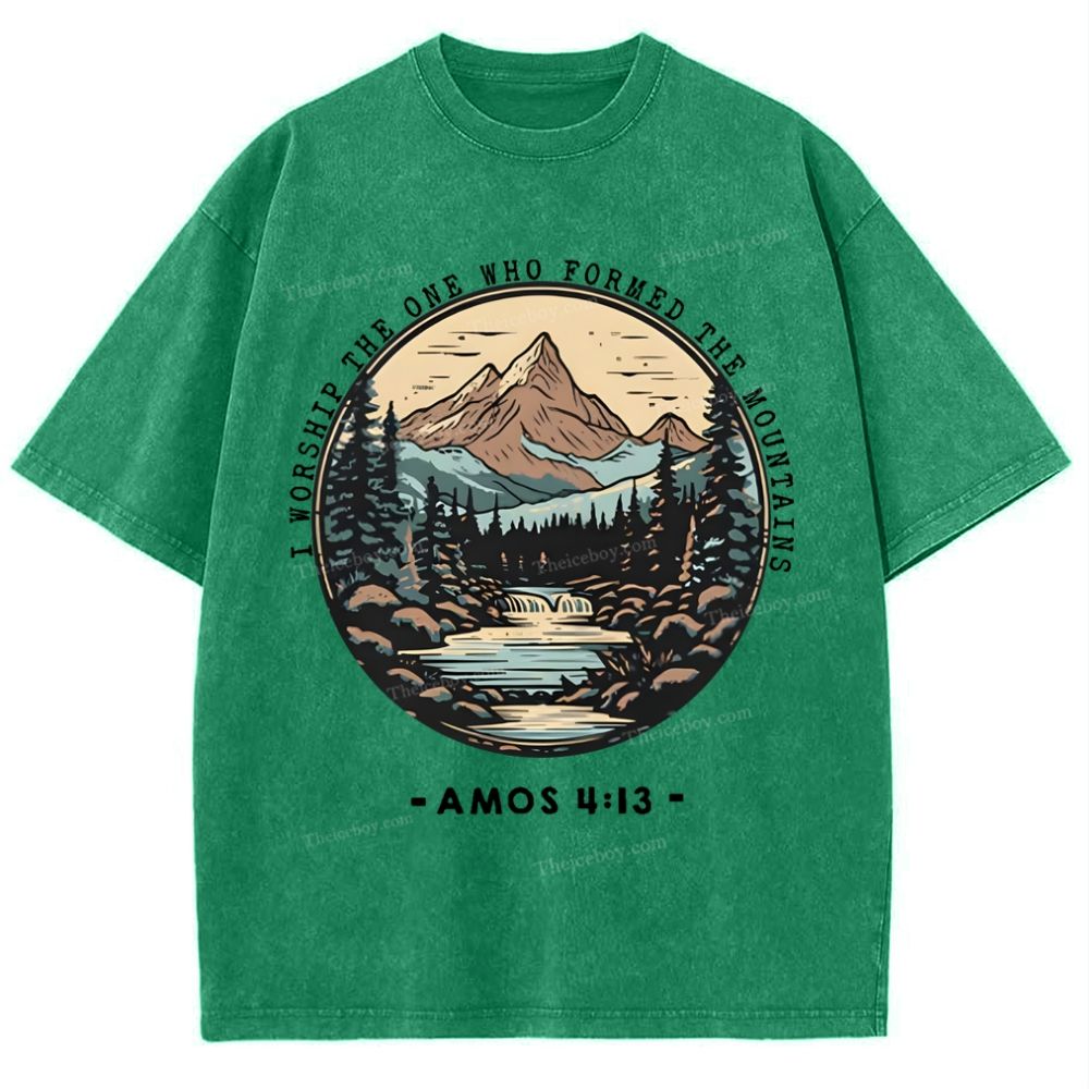 I Worship The One Who Formed The Mountains Snowflake Vintage Washed T-Shirt