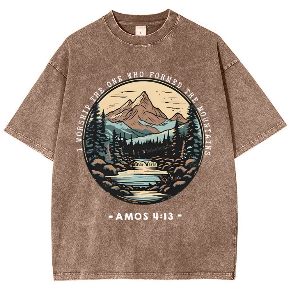 I Worship The One Who Formed The Mountains Snowflake Vintage Washed T-Shirt