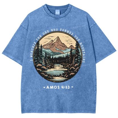 I Worship The One Who Formed The Mountains Snowflake Vintage Washed T-Shirt