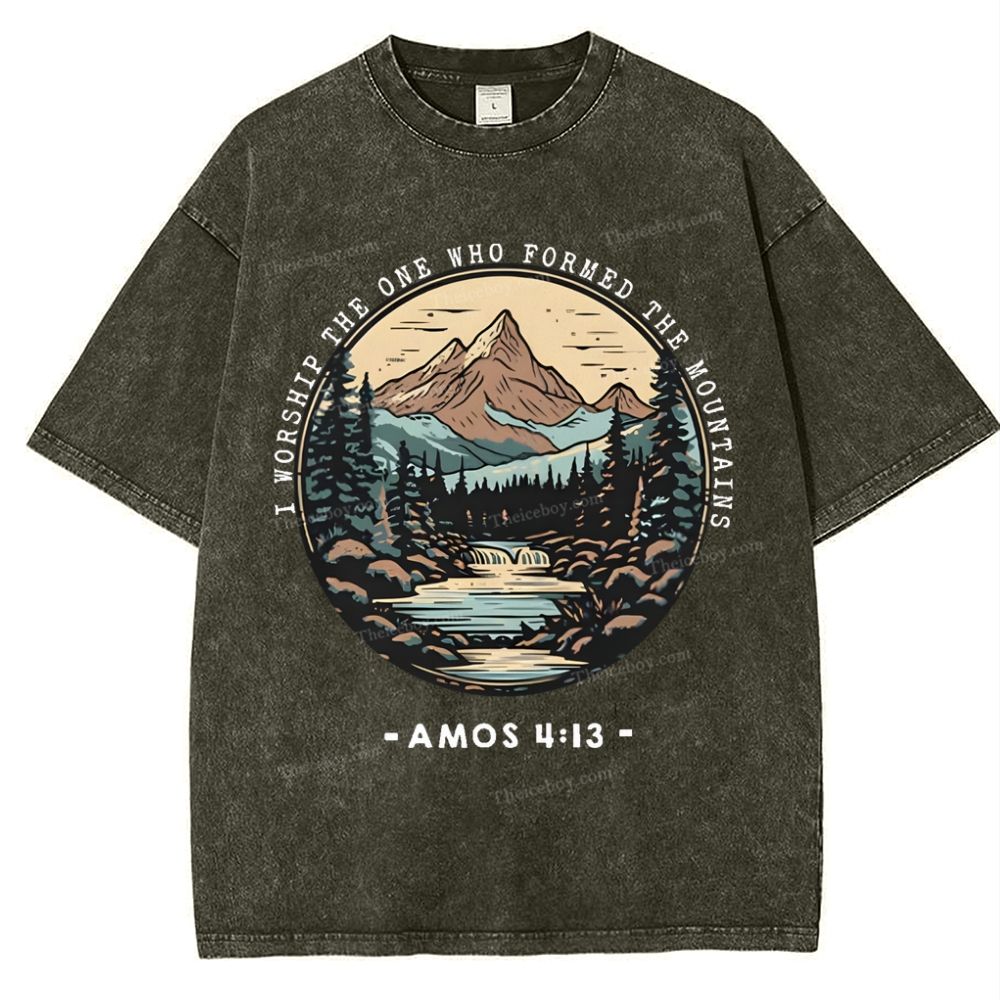 I Worship The One Who Formed The Mountains Snowflake Vintage Washed T-Shirt