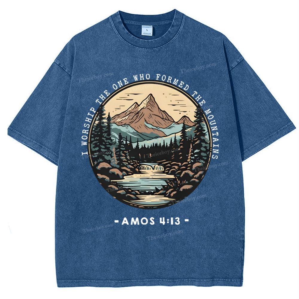 I Worship The One Who Formed The Mountains Snowflake Vintage Washed T-Shirt