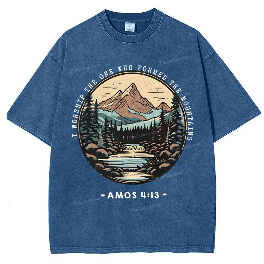 I Worship The One Who Formed The Mountains Snowflake Vintage Washed T-Shirt