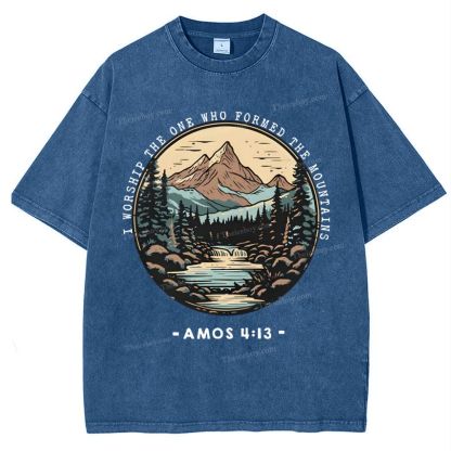 I Worship The One Who Formed The Mountains Snowflake Vintage Washed T-Shirt