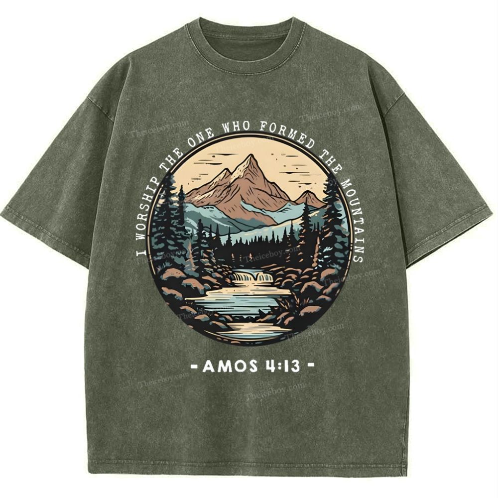 I Worship The One Who Formed The Mountains Snowflake Vintage Washed T-Shirt