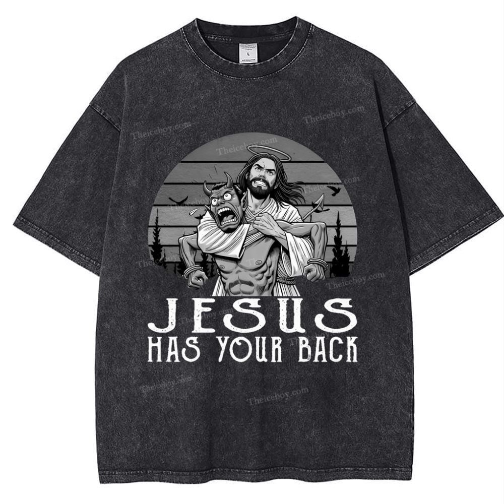 Jesus Has Your Back Snowflake Vintage Washed T-Shirt