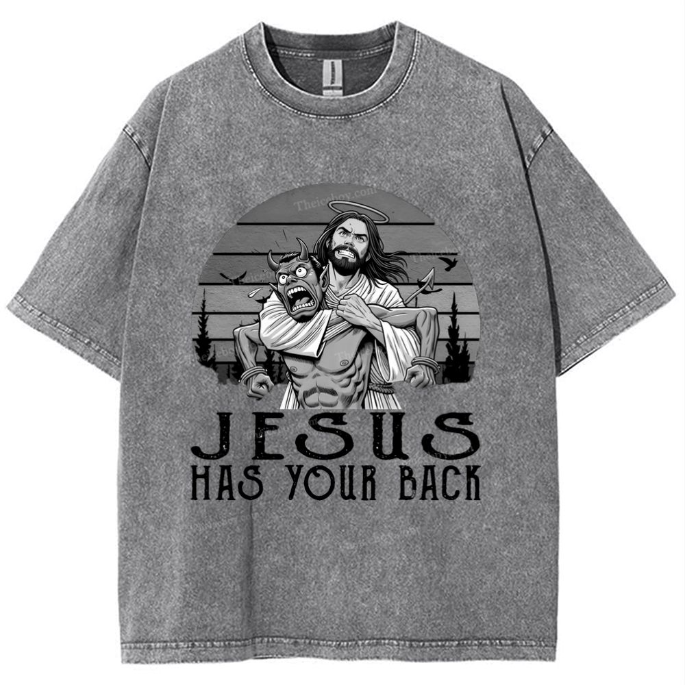 Jesus Has Your Back Snowflake Vintage Washed T-Shirt