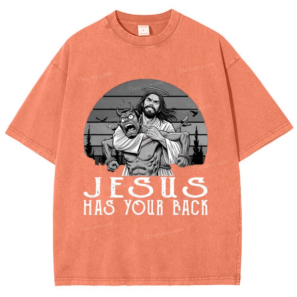 Jesus Has Your Back Snowflake Vintage Washed T-Shirt