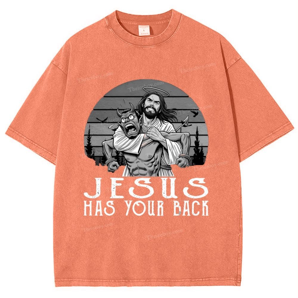 Jesus Has Your Back Snowflake Vintage Washed T-Shirt