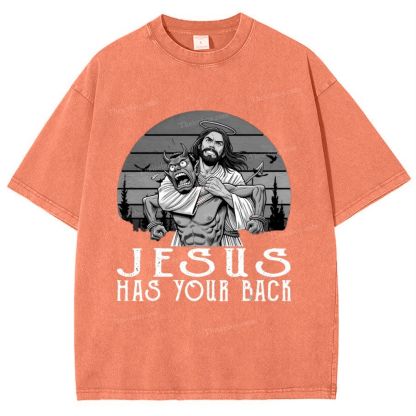 Jesus Has Your Back Snowflake Vintage Washed T-Shirt