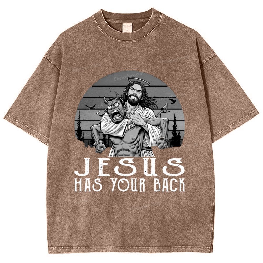 Jesus Has Your Back Snowflake Vintage Washed T-Shirt