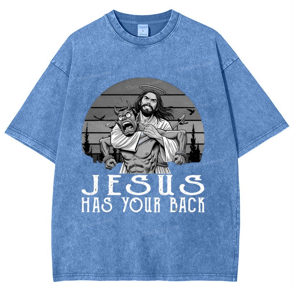 Jesus Has Your Back Snowflake Vintage Washed T-Shirt