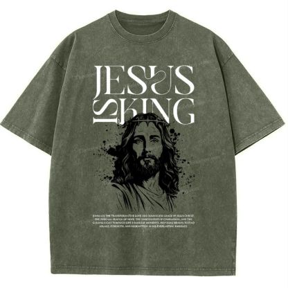 Jesus Is King Snowflake Vintage Washed T-Shirt