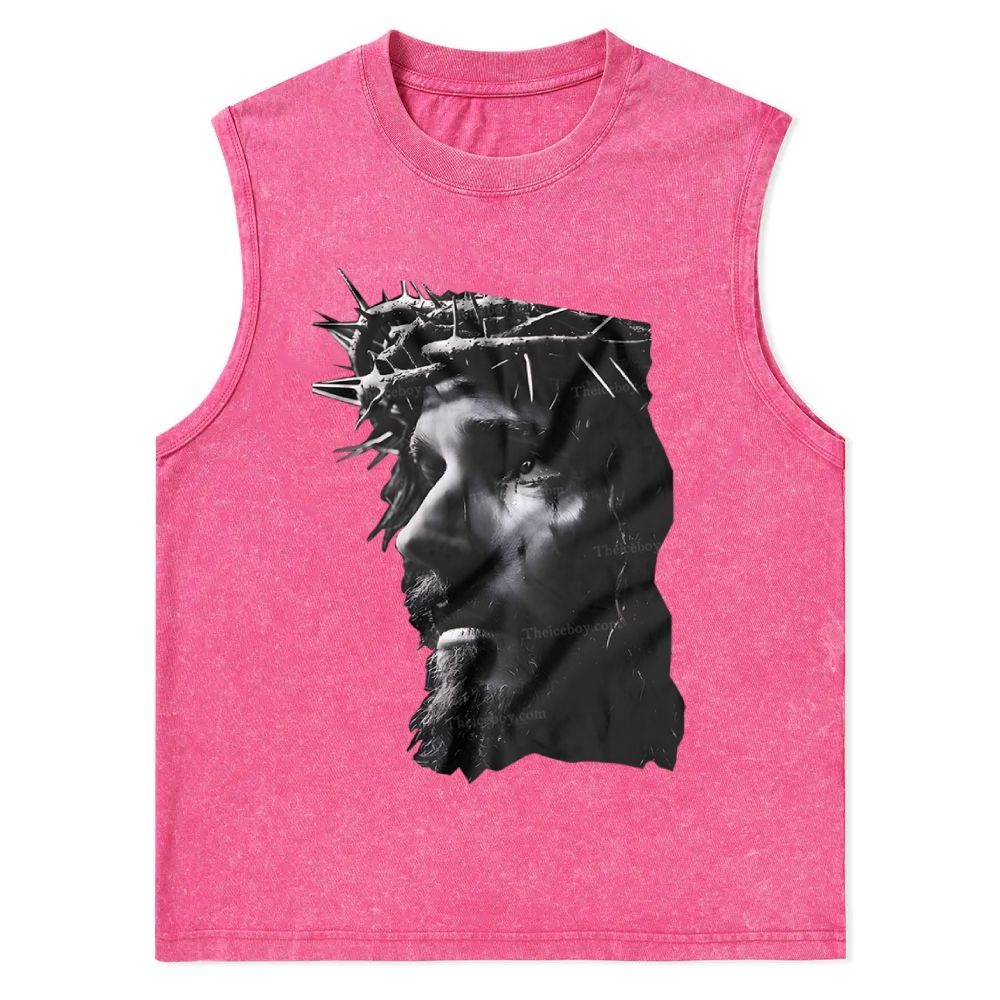 Jesus Sculpture Christian Snowflake Washed Vest