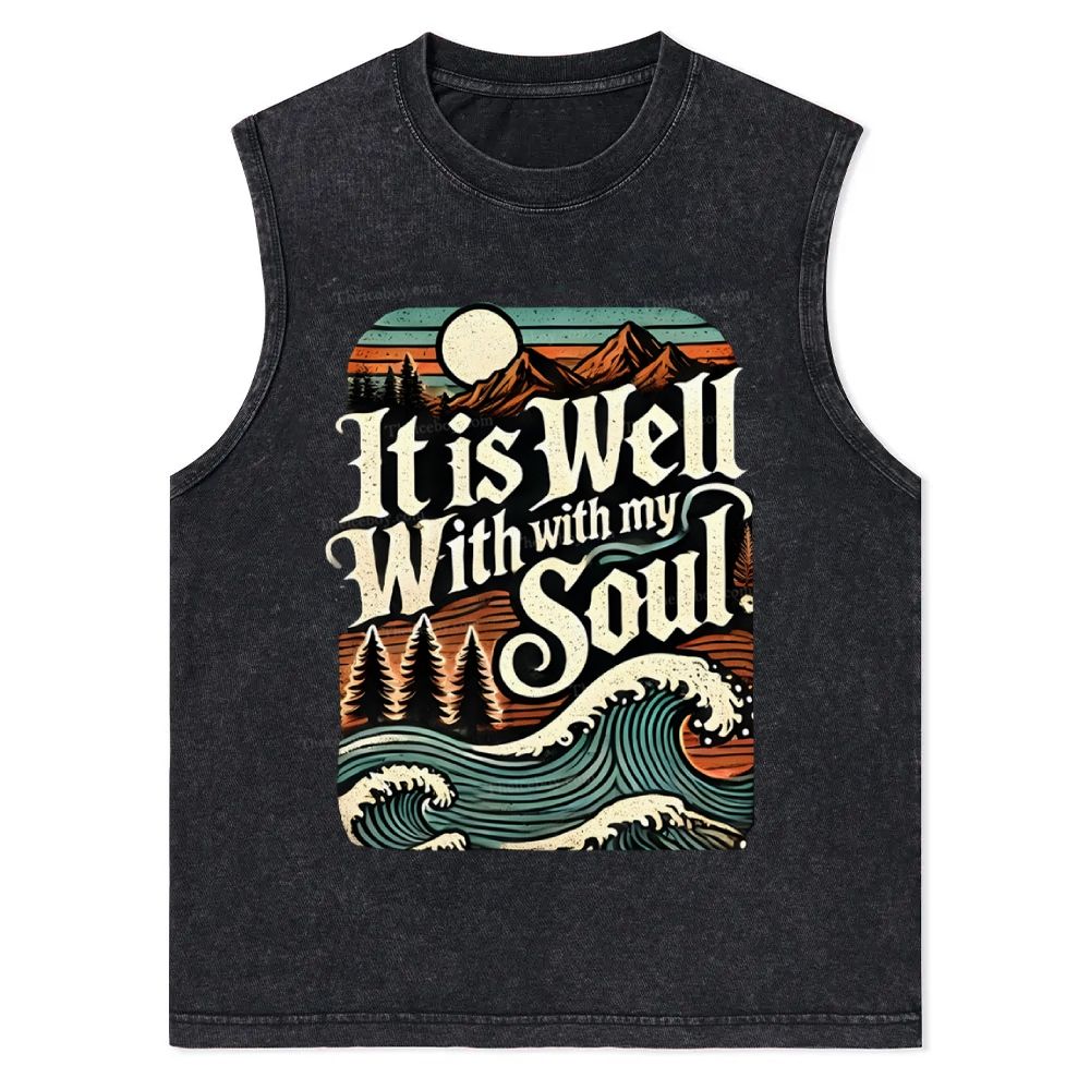 It Is Well With With My Sou Christian Snowflake Washed Vest