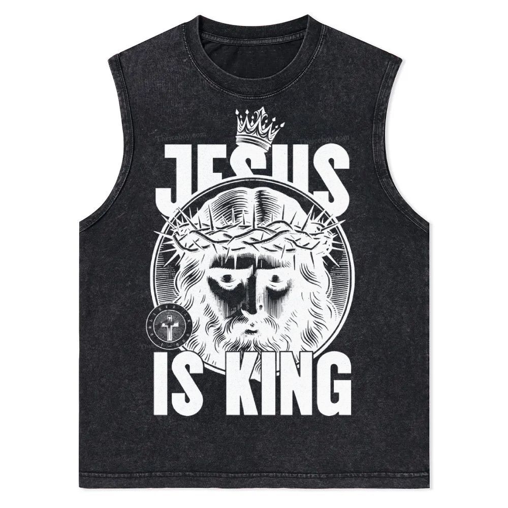 Jesus Is King Christian Snowflake Washed Vest