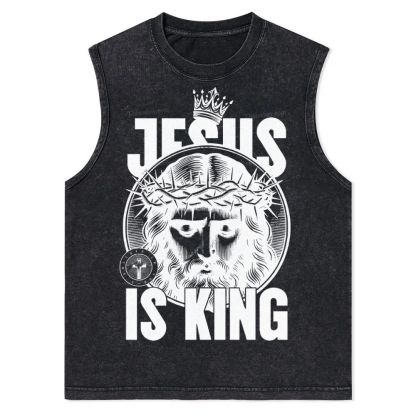 Jesus Is King Christian Snowflake Washed Vest
