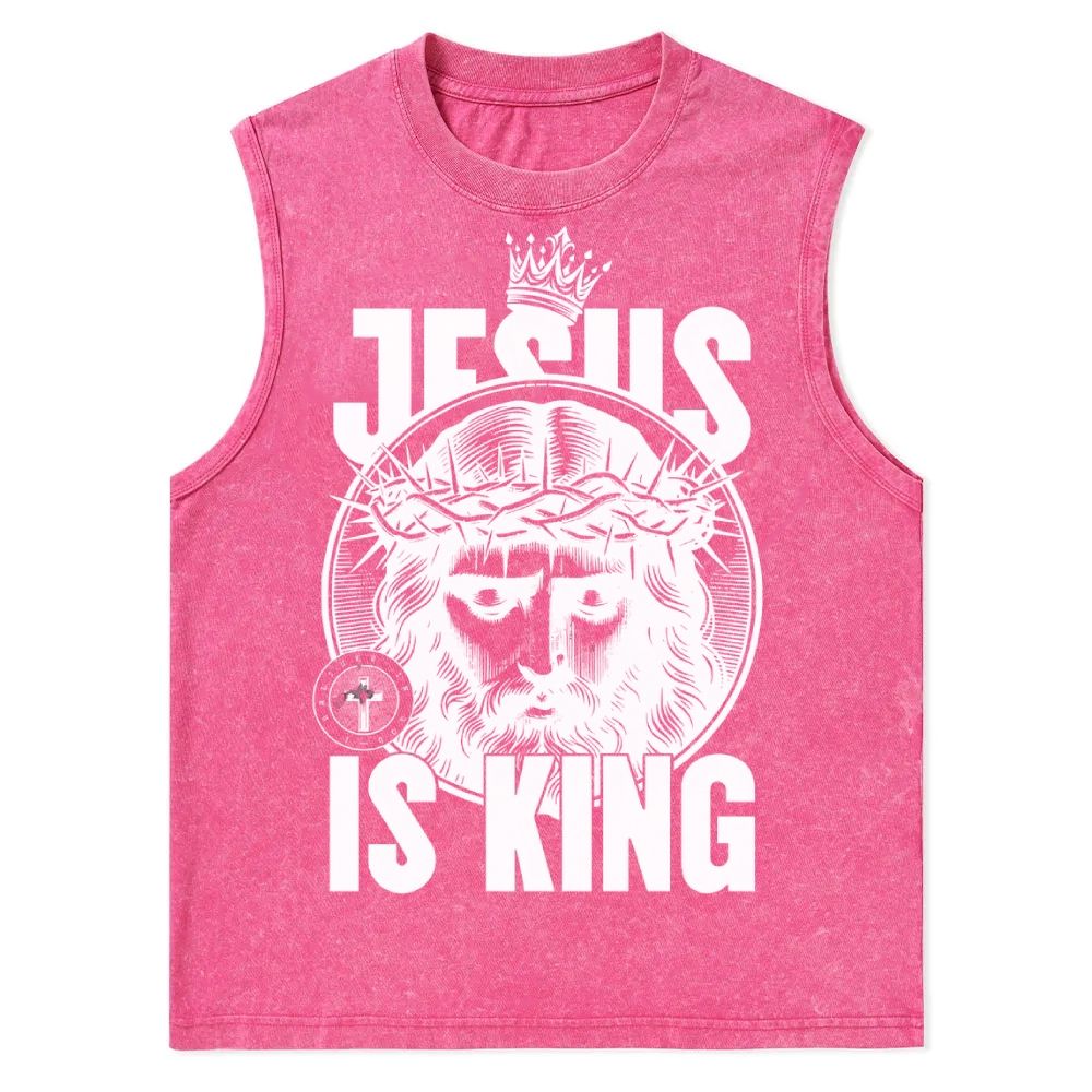 Jesus Is King Christian Snowflake Washed Vest