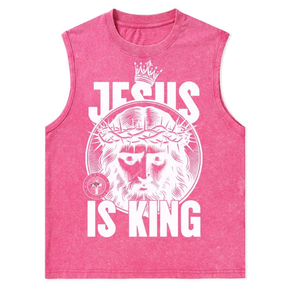 Jesus Is King Christian Snowflake Washed Vest