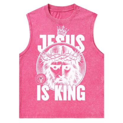 Jesus Is King Christian Snowflake Washed Vest