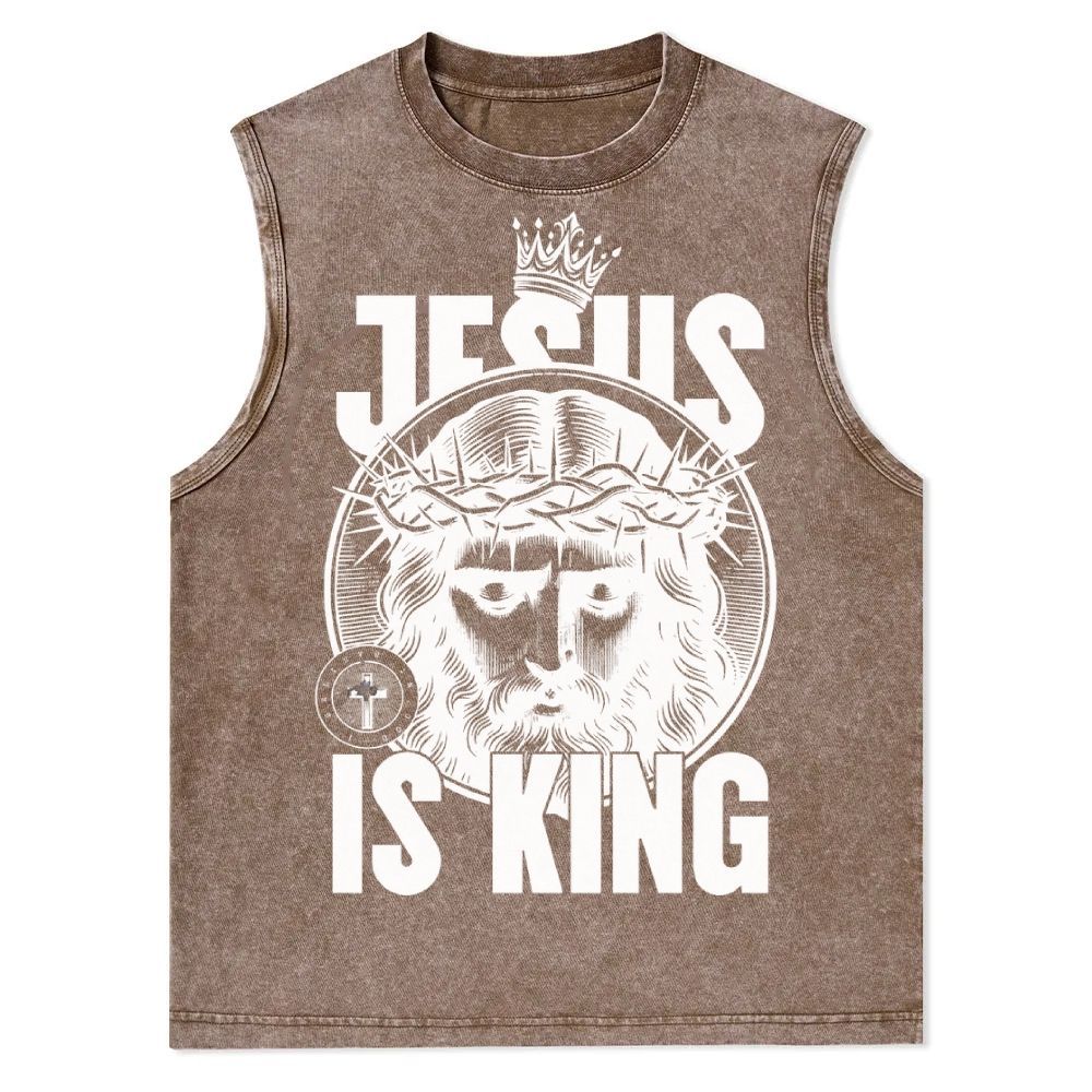 Jesus Is King Christian Snowflake Washed Vest