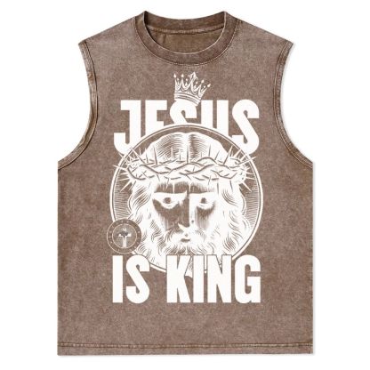 Jesus Is King Christian Snowflake Washed Vest