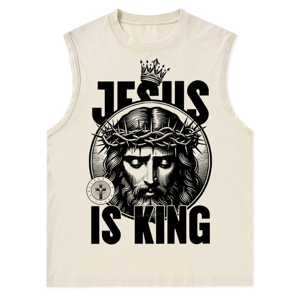 Jesus Is King Christian Snowflake Washed Vest