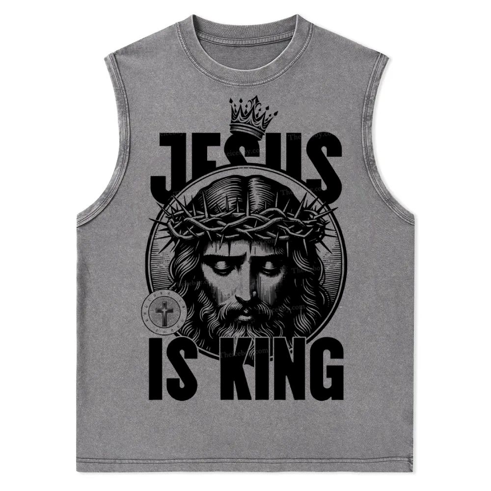 Jesus Is King Christian Snowflake Washed Vest