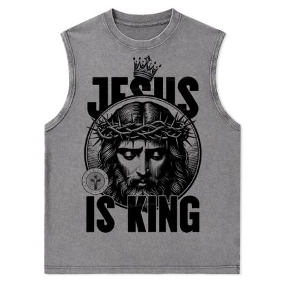 Jesus Is King Christian Snowflake Washed Vest
