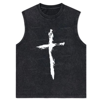 Jesus Cross Christian Snowflake Washed Vest