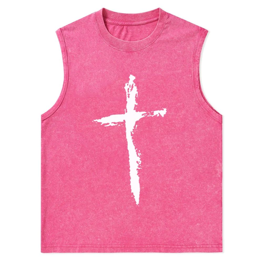 Jesus Cross Christian Snowflake Washed Vest