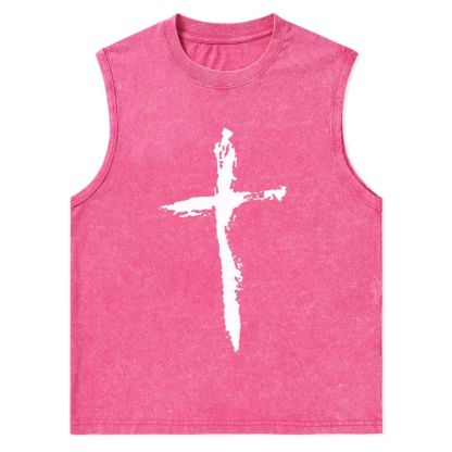 Jesus Cross Christian Snowflake Washed Vest
