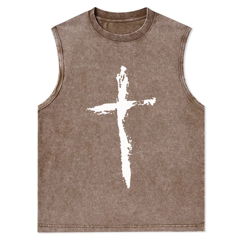 Jesus Cross Christian Snowflake Washed Vest