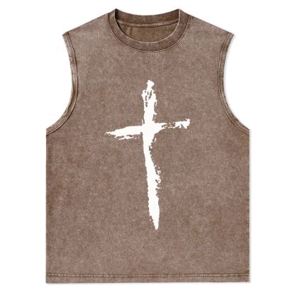 Jesus Cross Christian Snowflake Washed Vest