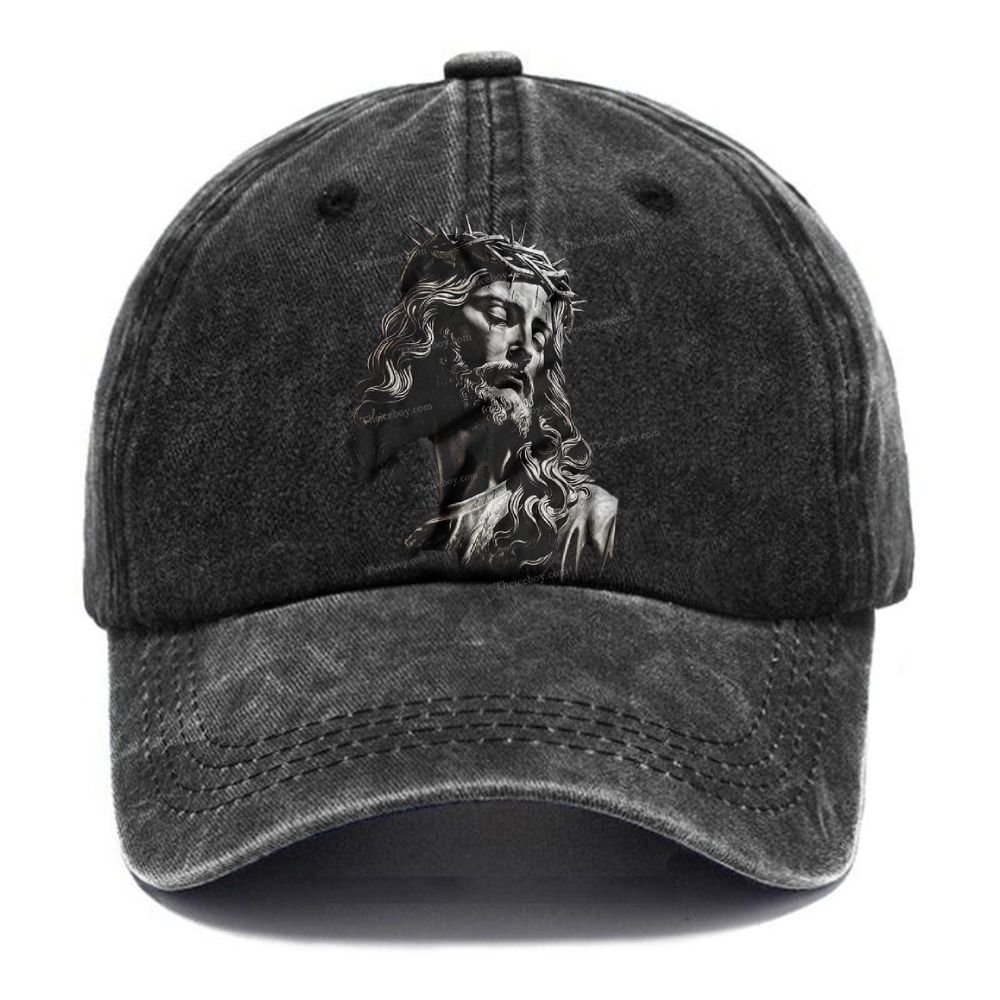 Jesus Sculpture Christian Vintage Washed Cap