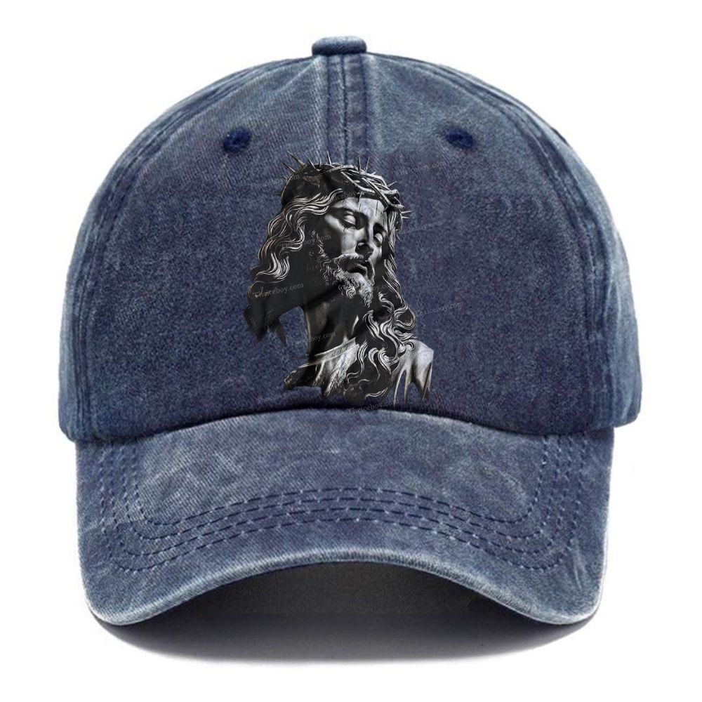 Jesus Sculpture Christian Vintage Washed Cap