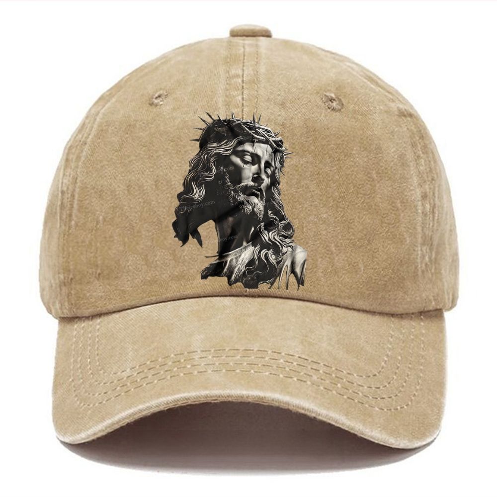 Jesus Sculpture Christian Vintage Washed Cap