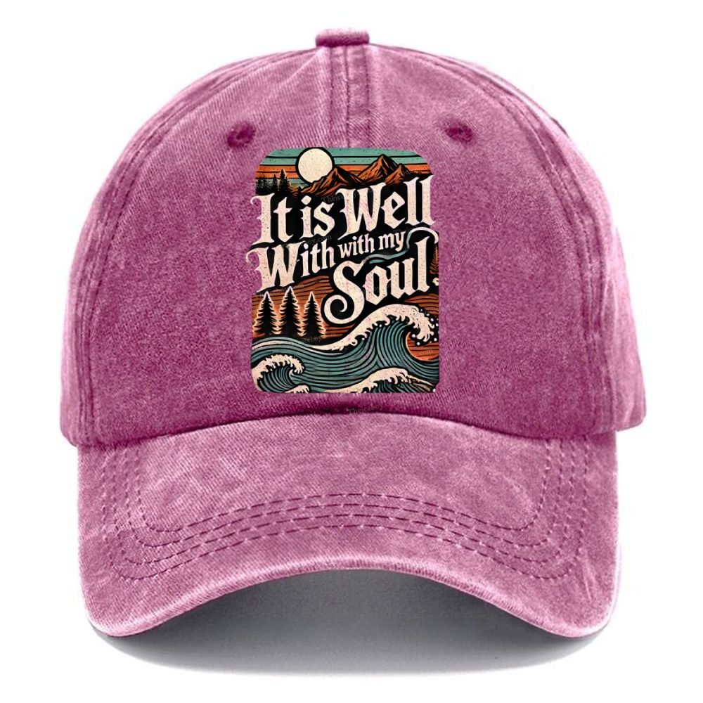 It Is Well With With My Soul Christian Vintage Washed Cap