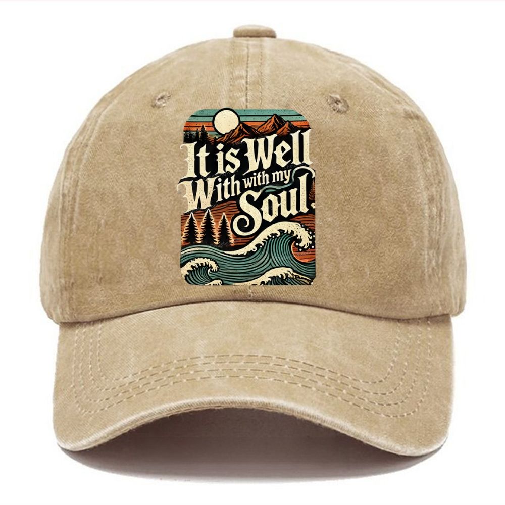 It Is Well With With My Soul Christian Vintage Washed Cap
