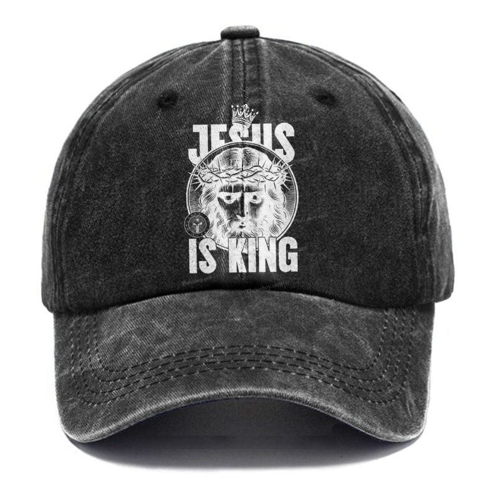 Jesus Is King Christian Vintage Washed Cap