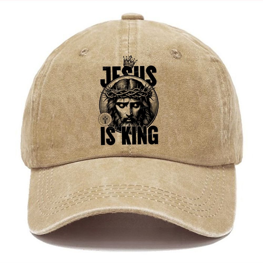 Jesus Is King Christian Vintage Washed Cap
