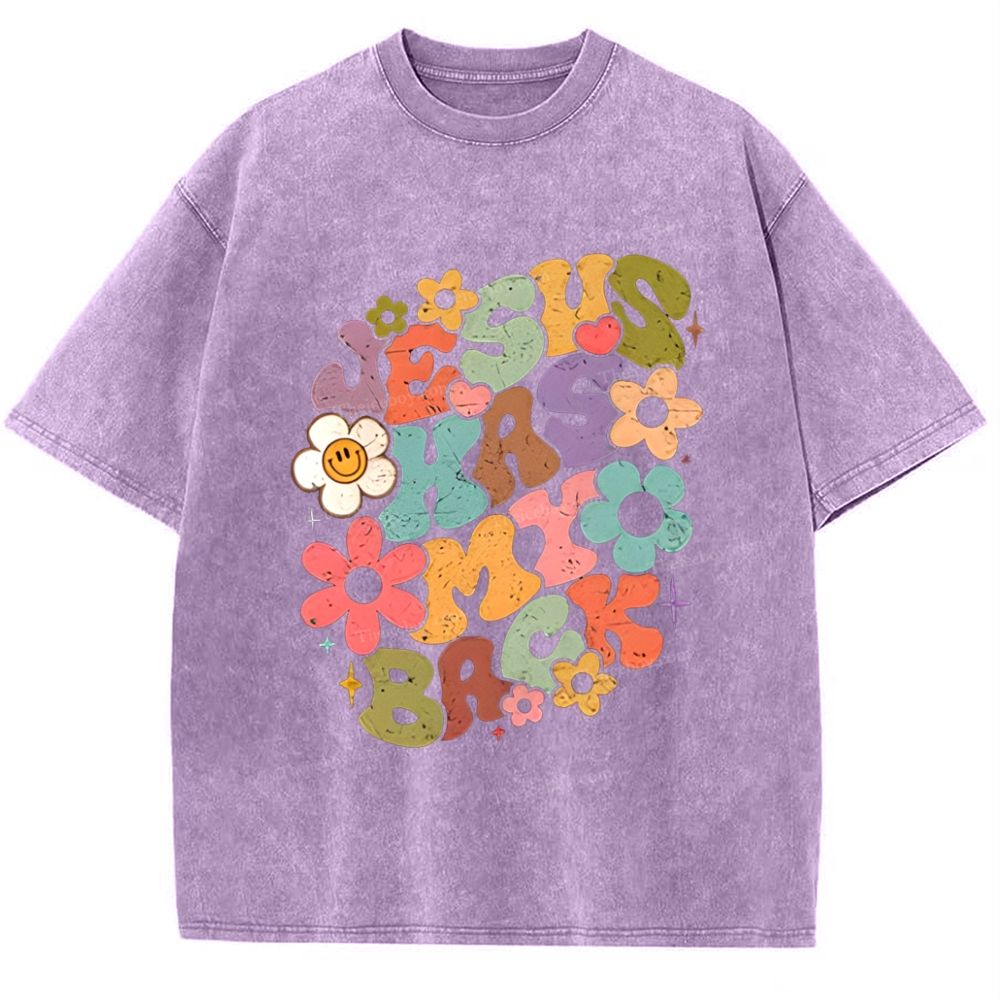 Jesus Has My Back Mother's Day Christ Washed T-Shirt