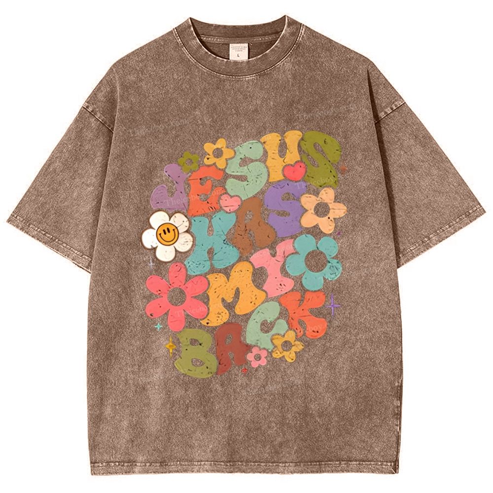 Jesus Has My Back Mother's Day Christ Washed T-Shirt