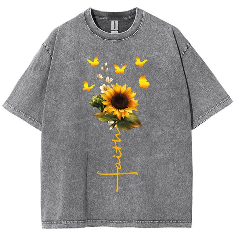 Be Like A Sunflower Follow The Son Mother's Day Christ Washed T-Shirt