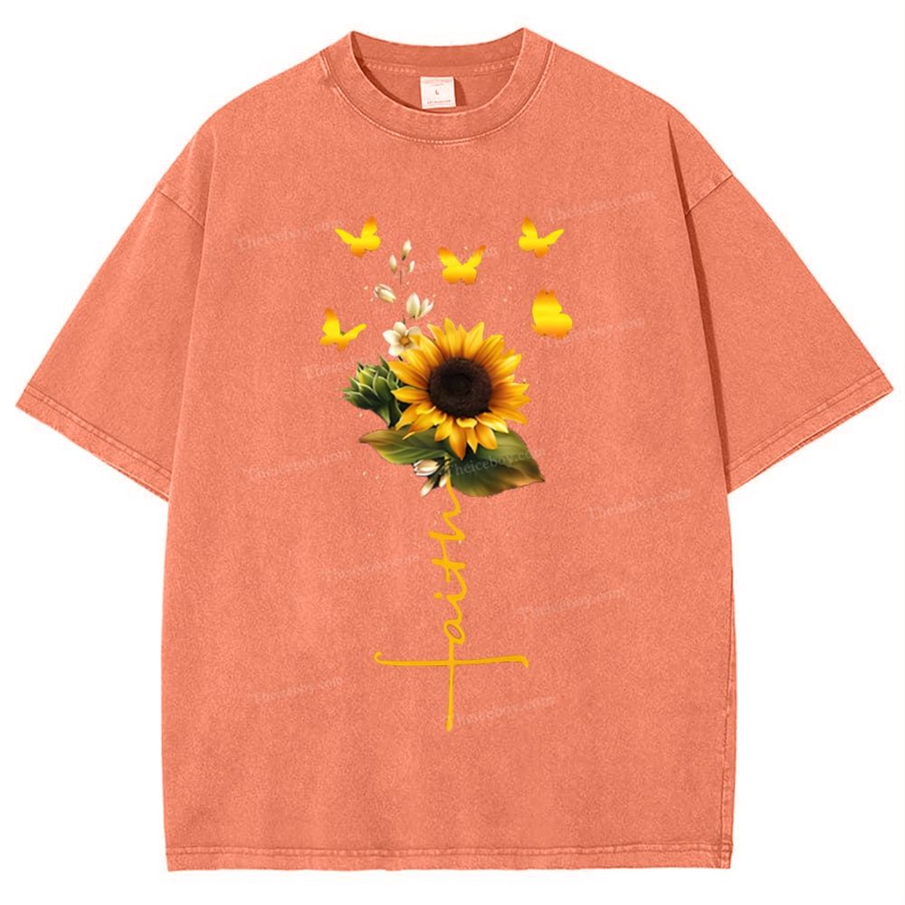 Be Like A Sunflower Follow The Son Mother's Day Christ Washed T-Shirt