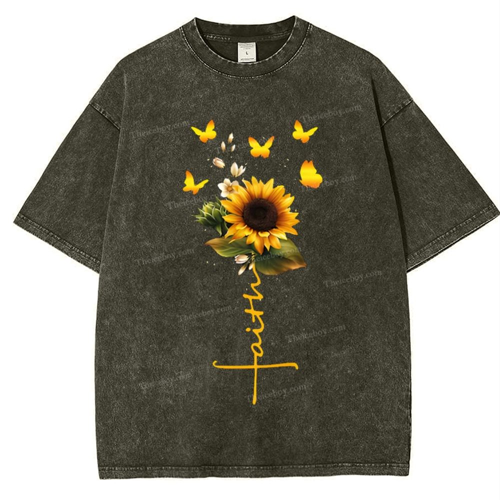 Be Like A Sunflower Follow The Son Mother's Day Christ Washed T-Shirt