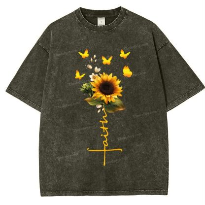 Be Like A Sunflower Follow The Son Mother's Day Christ Washed T-Shirt