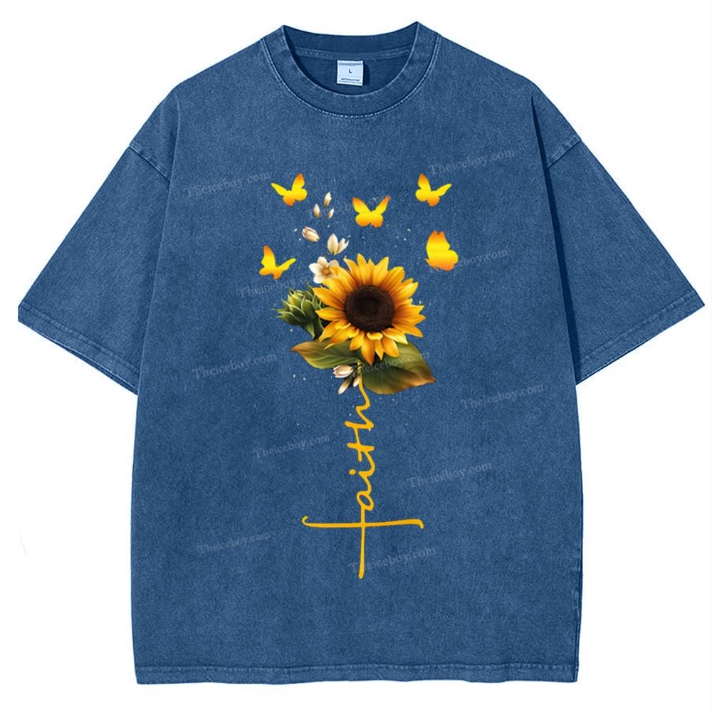 Be Like A Sunflower Follow The Son Mother's Day Christ Washed T-Shirt