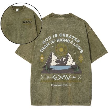 God Is Greater Snowflake Vintage Washed T-Shirt