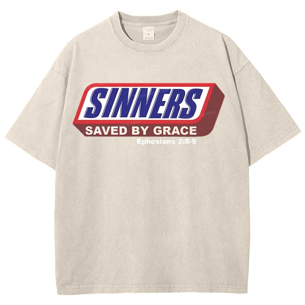 Sinners Saved By Grace Snowflake Vintage Washed T-Shirt