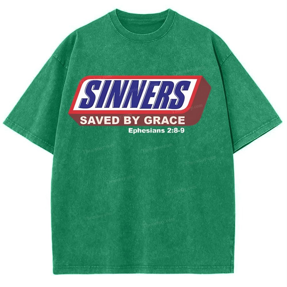 Sinners Saved By Grace Snowflake Vintage Washed T-Shirt
